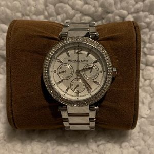 Michael Kors Silver Tone Watch with Crystals